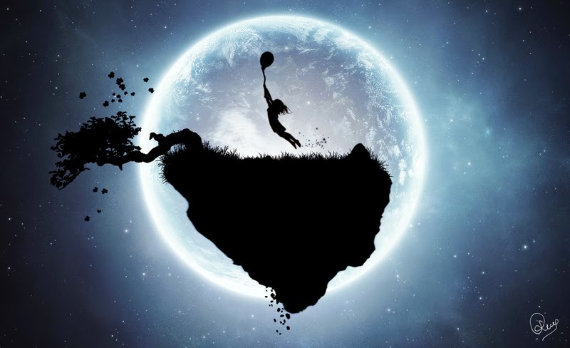 anapnoes.gr : outer space trees moon silhouette surreal fantasy art floating island Είμαστε αυτό που πιστεύουμε ή αυτό που πιστεύουν οι άλλοι;; 